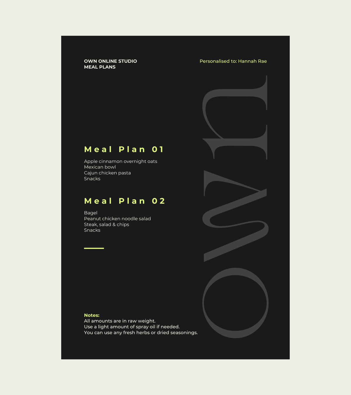 ONE-OFF MEAL PLANS